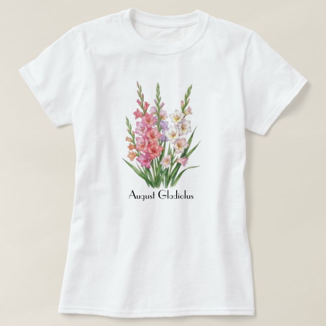 August Gladiolus Blumen T-Shirt (Design vorne)