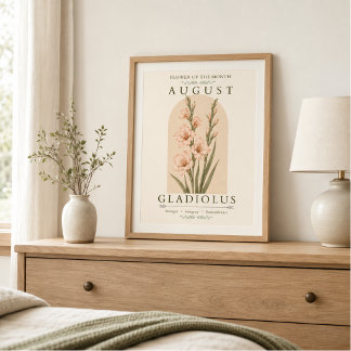 August Gladiolus Geburtstagsblumenposter Poster