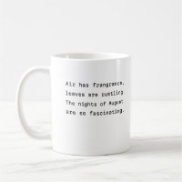 August Kaffee Tasse Typografie poetische Luft Duft