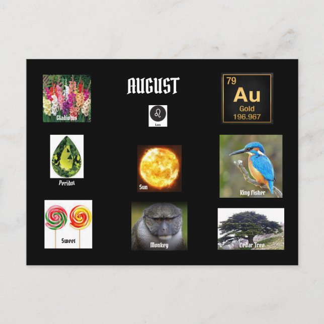 August Leo Birth Monat Postkarte (Vorderseite)