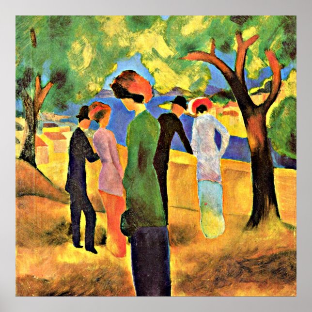 August Macke art: Frau in einer grünen Jacket, Poster (Vorne)