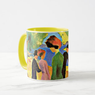 August Macke art: Frau in einer grünen Jacket Tasse