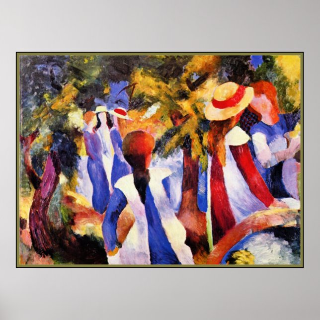 August Macke Art, Girl in the Greenery Poster (Vorne)