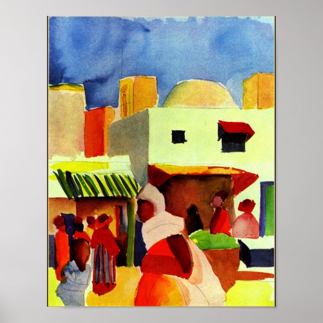 August Macke Artwork, Markt in Algier Poster (Vorne)