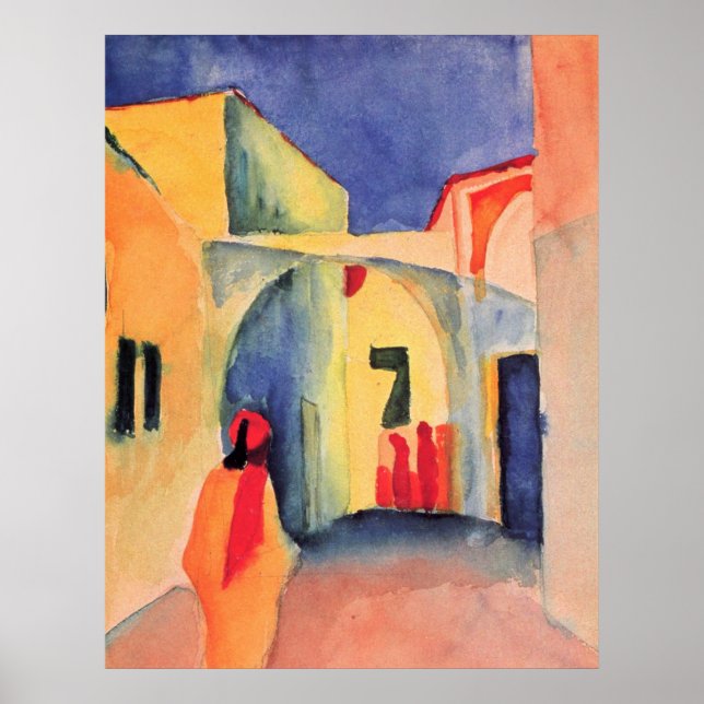 August Macke - Blick in eine Straße 1914 Poster (Vorne)