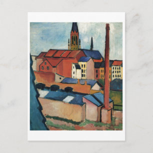 August Macke - Bonner Häuser und Kamin 1911 Öl Postkarte