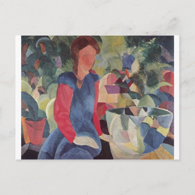 August Macke - Girl w/Fish Bell 1914 Fischglocke Postkarte (Vorderseite)