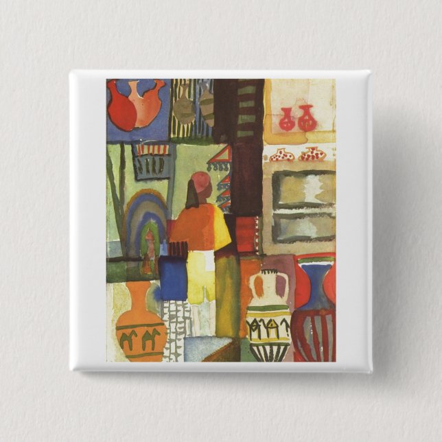 August Macke - Händler mit Krug-Krug-Verkäufer Button (Vorderseite)