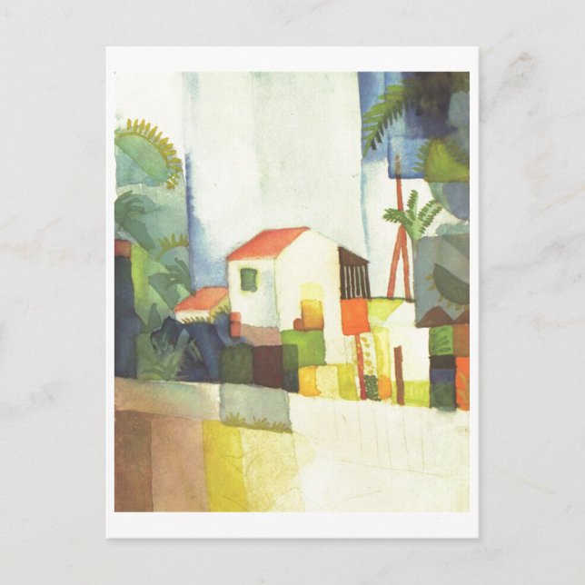 August Macke - Helles Haus 1914 helles Haus Postkarte (Vorderseite)