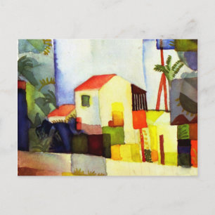 August Macke Helles Haus Aquarellmalerei Postkarte