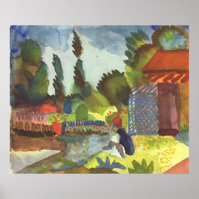 August Macke - Island Shank w/sitzend Arabisch 191 Poster (Vorne)