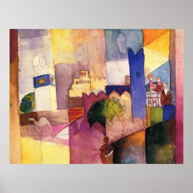 August Macke - Kairouan (III) 1914 Wasserfarbe Poster (Vorne)
