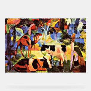 August Macke - Landschaft mit Kühen und einem Kame Acrylschild