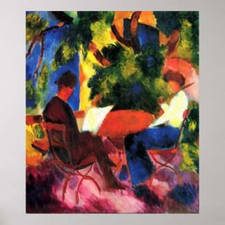 August_Macke - Paar am Gartentisch 1914 Öl Leinwan Poster