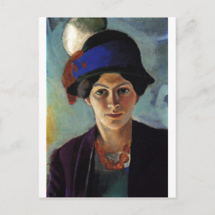 August Macke - Portrait Woman of Artist & Hat 1909 Postkarte
