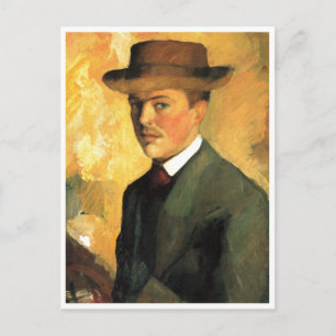 August Macke - Selbstportrait mit Hut 1909 Öl Postkarte