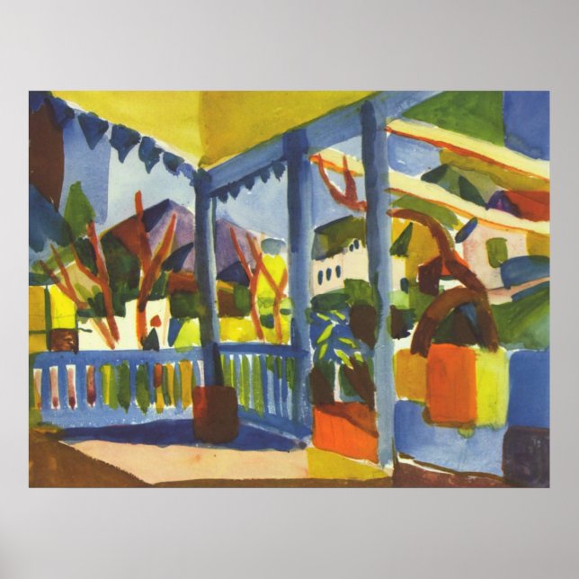August Macke - Terrasse in St. Germain 1914 Poster (Vorne)