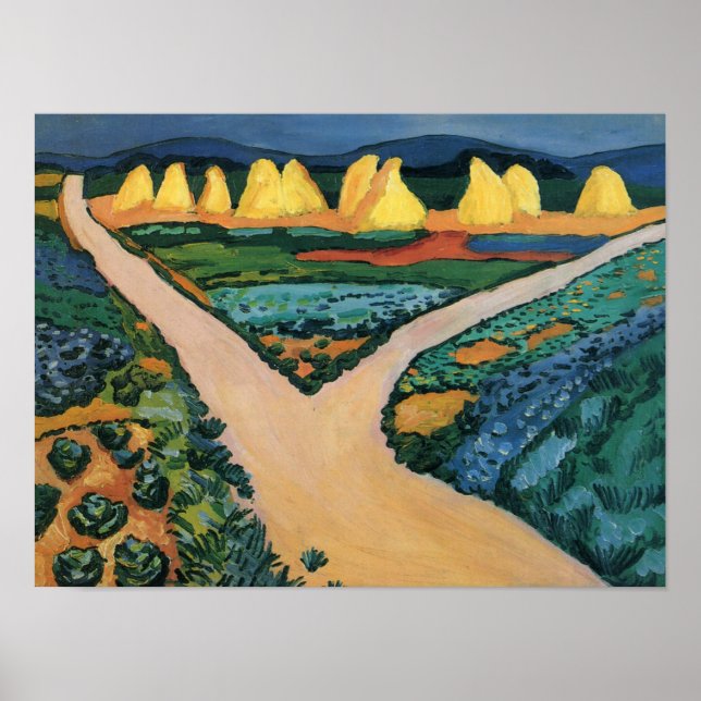 August-Makke-Malerei, Pflanzenfelder Poster (Vorne)