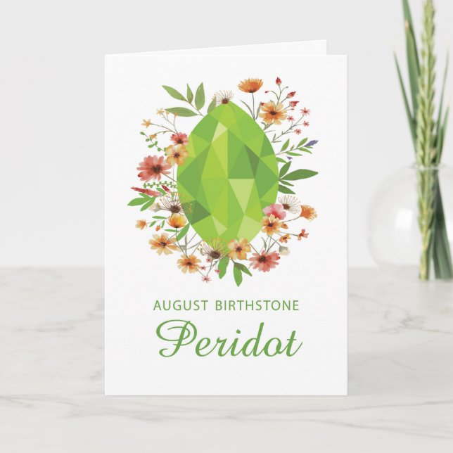 August Peridot Birthstone Geburtstagsfeiern Wildbl Karte (Vorderseite)