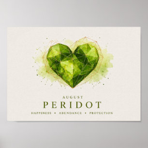 August Peridot Herz Geburtsstein Schön Geburtsstei Poster