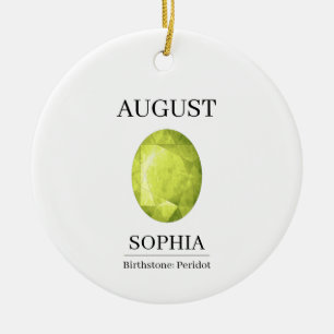 August Peridot Personalisierter Geburtstag Keramik Ornament