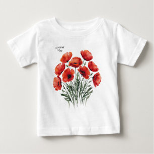 August Poppy Bloom - Personalisiertes Geburtstagsg Baby T-shirt