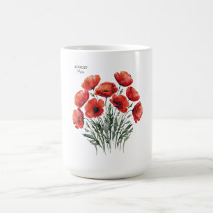 August Poppy Bloom - Personalisiertes Geburtstagsg Kaffeetasse