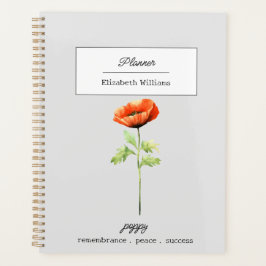 AUGUST POPPY GEBURTH BLUME PERSONALISIERT PLANER