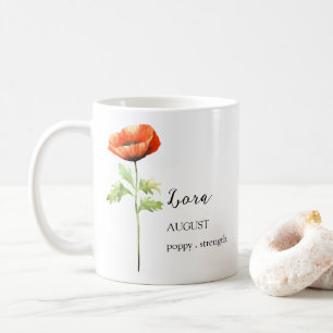 AUGUST POPPY GEBURTSTE BLUME MONTH NAME GIFT KAFFEETASSE