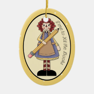 August "Time to Hit the Books" Annie Ornament