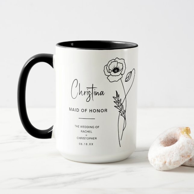 August Trauzeugin | Poppy Birth Blume Tasse (Mit Donut)