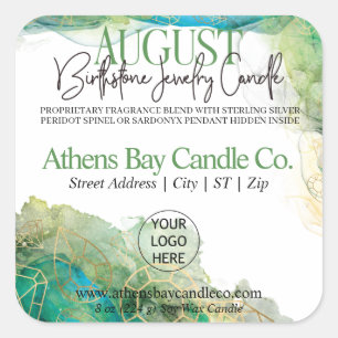 August Versteckte Schmuckkerzen Produktetikett Quadratischer Aufkleber