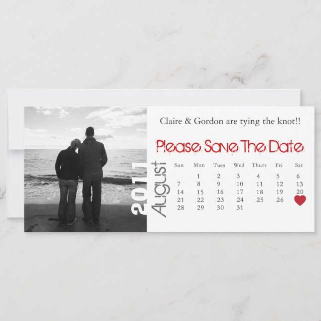 August - Weißer Kalender Save the Date (Vorderseite)