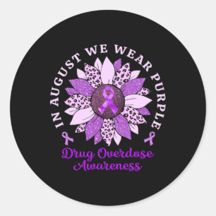 August Wir tragen Lila Sonnenblumenmedikamente Übe Runder Aufkleber
