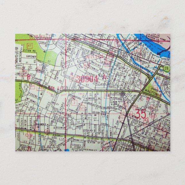 AUGUSTA, GA Vintage Karte Postkarte (Vorderseite)