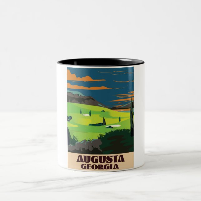Augusta Georgia Golf Poster Zweifarbige Tasse (Mittel)