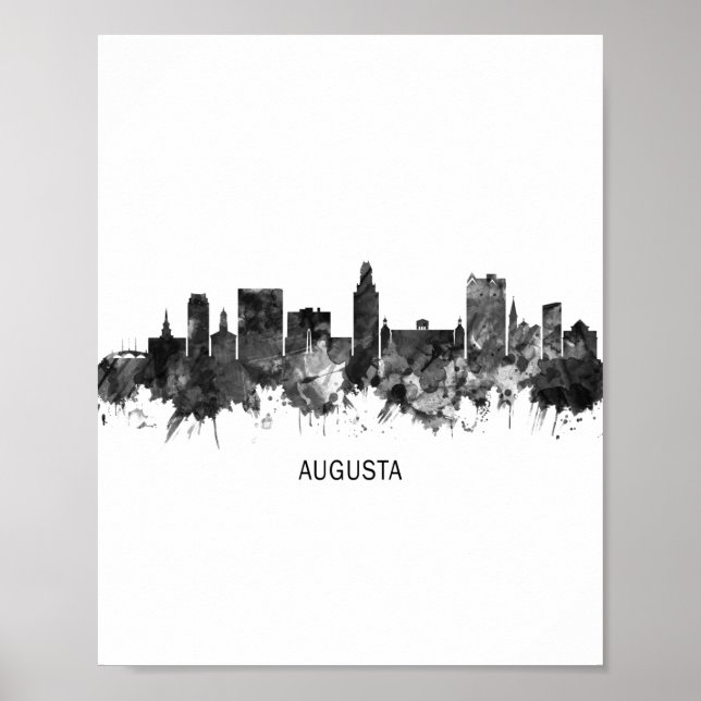 Augusta Georgia Skyline BW Poster (Vorne)