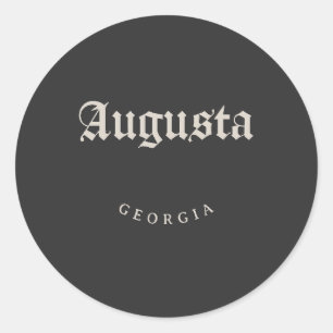 Augusta Georgia Weißer Schriftart Runder Aufkleber