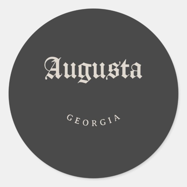 Augusta Georgia Weißer Schriftart Runder Aufkleber (Vorderseite)
