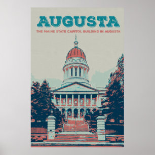 Augusta Maine Staat Hauptstadt Illustration Poster