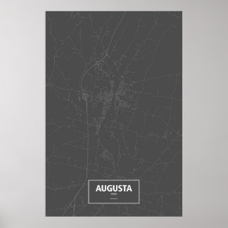 Augusta, Maine (weiß auf schwarz) Poster
