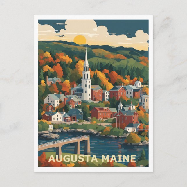 Augusta ME Grafikdesign Postkarte (Vorderseite)