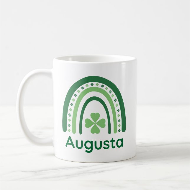Augusta Name Clover Boho Rainbow Kaffeetasse (Links)