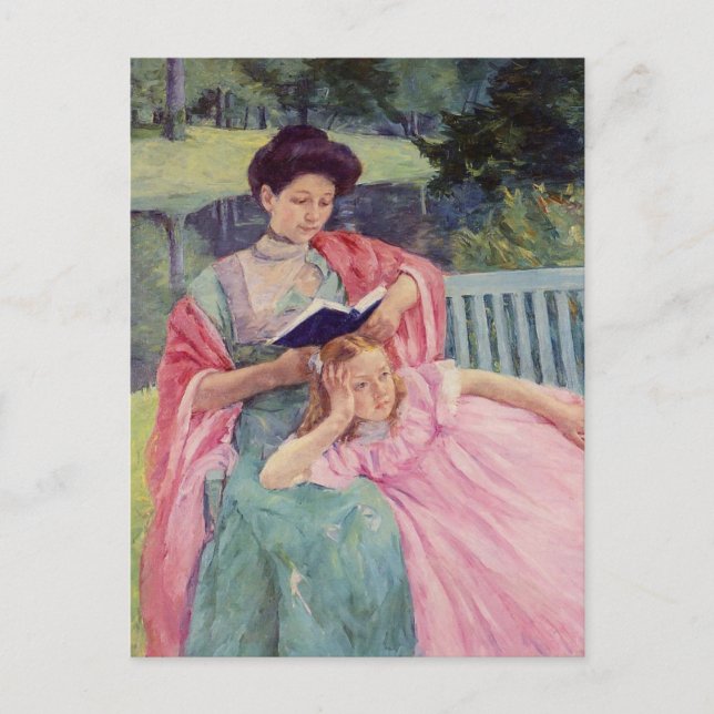 Auguste las zu ihrer Tochter von Mary Cassatt Postkarte (Vorderseite)