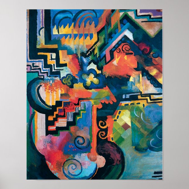 Auguste Macke - Hommage an Abstrakte moderne Kunst Poster (Vorne)