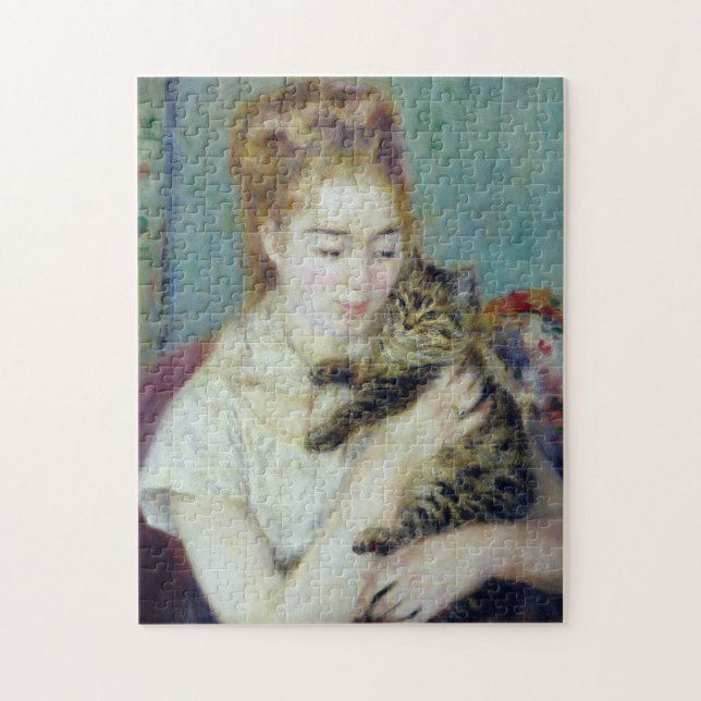 Auguste Renoir - Frau mit Katze Puzzle (Vertikal)