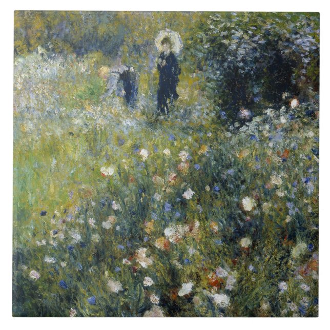 Auguste Renoir - Frau mit Parasol im Garten Fliese (Vorderseite)