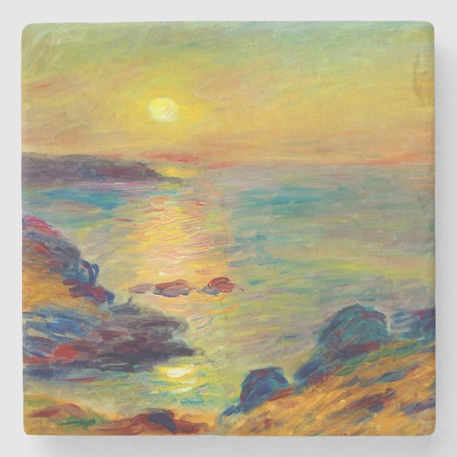 Auguste Renoir "Sunset et Douarnenez" Steinuntersetzer (Vorderseite)