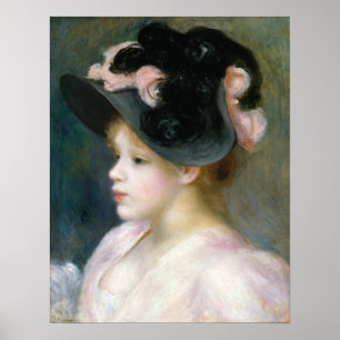Auguste Renoir Young Girl in einem rosa-schwarzen  Poster