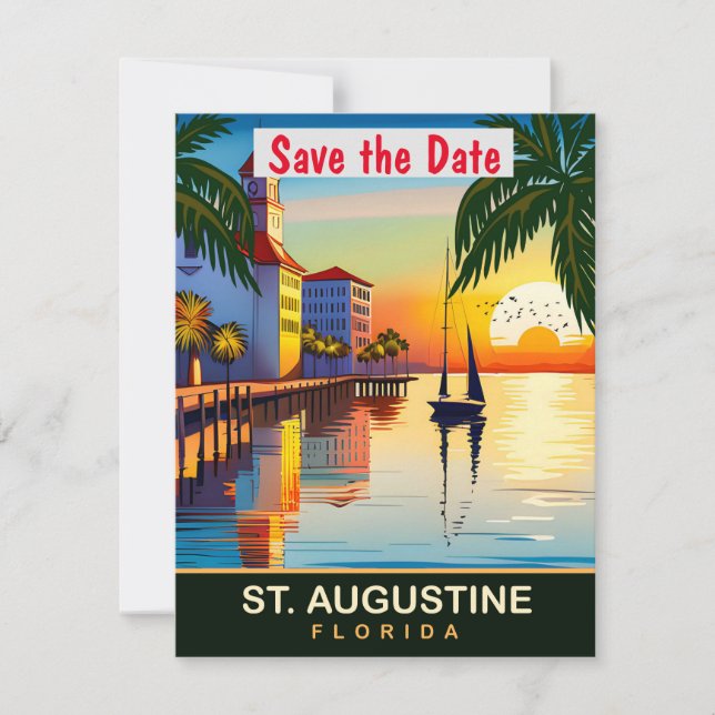 Augustine, Florida, Travel Postcard, Save The Date (Vorderseite)